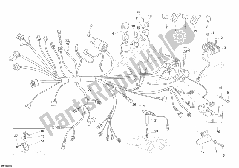 All parts for the Wiring Harness of the Ducati Monster S4R USA 1000 2008